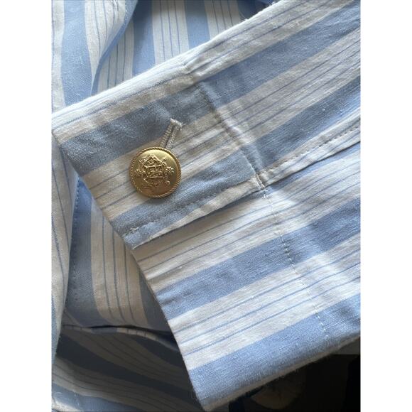 J. Crew Patch Pocket Linen Blend Oversize Striped Blazer XS Nautical Spring Z26 - Picture 5 of 7